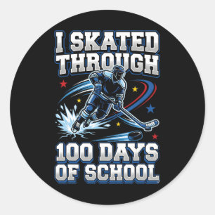 Adesivo Redondo Eu Passei De Patins Por 100 Dias De Escola Hóquei