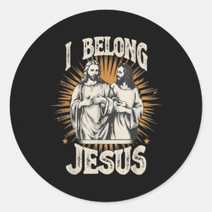 Adesivo Redondo Eu Pertenço a Jesus Cristão Vintage Jesus
