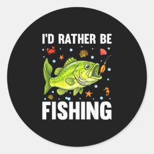 Adesivo Redondo Eu pescaria peixe-bass rapaz jovem pescador engraç