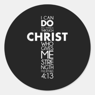 Adesivo Redondo Eu Posso Fazer Tudo Através Do Cristo Philippians