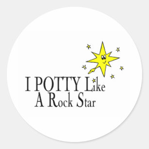 Adesivo Redondo EU POTTY gosto de uma estrela do rock
