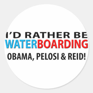 Adesivo Redondo Eu preferencialmente seria Waterboarding Obama,