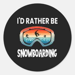 Adesivo Redondo Eu Preferencialmente Snowboard Retro Sunset Goggle