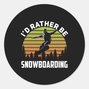 Adesivo Redondo Eu Preferencialmente Snowboard Retro Sunset invern