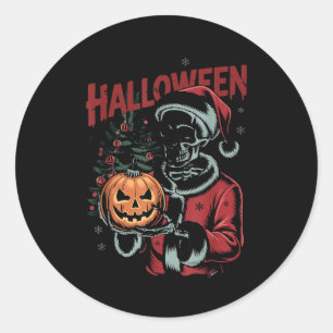 Adesivo Redondo Eu Prefiro o Halloween Natal Sinistro Fofo Esquele