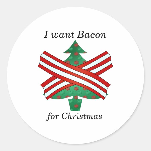 Adesivo Redondo Eu quero bacon para o natal (Frente)