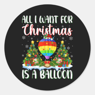 Adesivo Redondo Eu Quero O Natal É Um Balão De Luzes De Árvore Xma