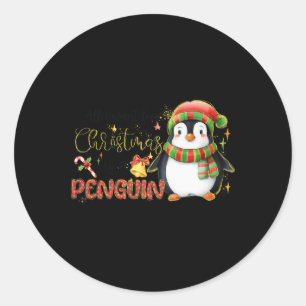Adesivo Redondo Eu Quero O Natal É Um Pinguim Feliz Natal