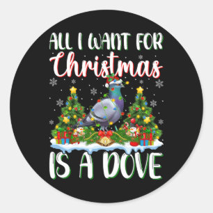 Adesivo Redondo Eu Quero O Natal É Uma Árvore De Pássaros Xmas.
