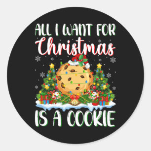 Adesivo Redondo Eu Quero O Natal É Uma Luz De Árvore De Natal Cook