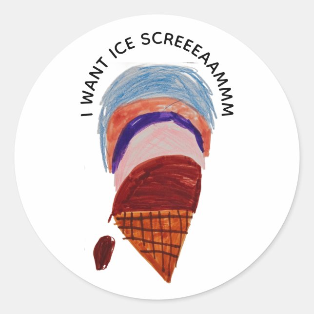 Adesivo Redondo Eu quero sorvete (Frente)