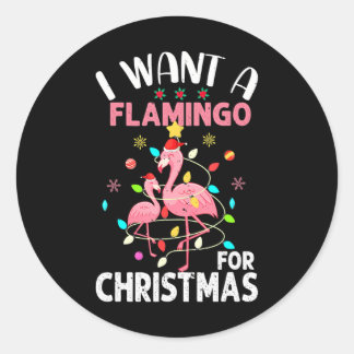 Adesivo Redondo Eu Quero Um Flamingo Para O Natal
