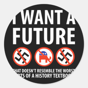 Adesivo Redondo Eu Quero Um Futuro Anti-Fascismo Design 1