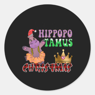 Adesivo Redondo Eu Quero Um Hippopotamus Para O Custo Do Natal