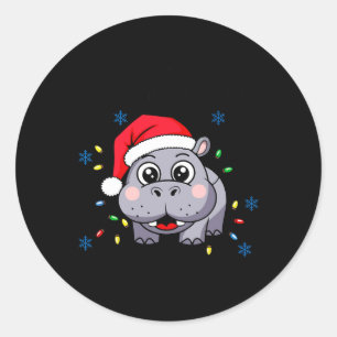 Adesivo Redondo Eu Quero Um Hippopotamus Para O Natal Engraçado.