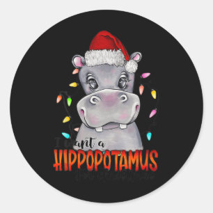 Adesivo Redondo Eu Quero Um Hippopotamus Para O Natal Hippo Xmas 4