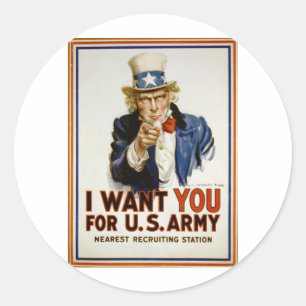 Adesivo Redondo Eu quero você para o Exército dos EUA por James 