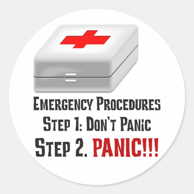 Adesivo Redondo Eu sei primeiros socorros e posso responder à sua  (Frente)