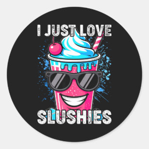 Adesivo Redondo Eu simplesmente amo Slushies Bebida Gelada Diverti