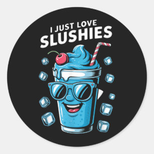Adesivo Redondo Eu simplesmente amo Slushies Bebida refrescante de