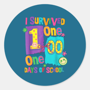 Adesivo Redondo Eu Sobrevivi 100 Dias De Escola Alunos Professores