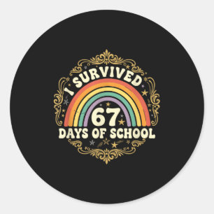 Adesivo Redondo Eu Sobrevivi 67 Dias De Escola Engraçado 67 Profes