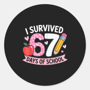 Adesivo Redondo Eu Sobrevivi 67 Dias De Escola Piada Meme Aluno Pr