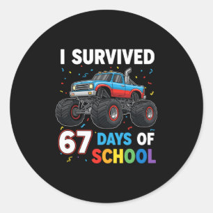 Adesivo Redondo Eu Sobrevivi 67 Dias De Escola Seis Sete Meme Para