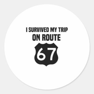 Adesivo Redondo Eu Sobrevivi à Minha Viagem na Rota 67