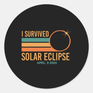 Adesivo Redondo Eu Sobrevivi ao Eclipse Solar Abril 8 2024 Funny T