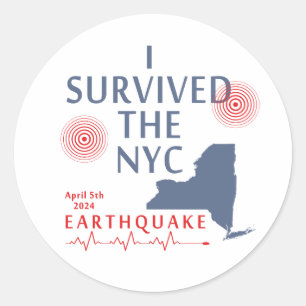 Adesivo Redondo Eu Sobrevivi Ao Terremoto Nyc