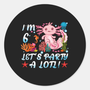 Adesivo Redondo Eu sou 6 Festa de Vamos Um Gift G de Anime Axolotl