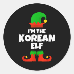 Adesivo Redondo Eu Sou A Família De Elfo Coreana De Pijama Natal D