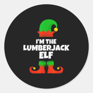 Adesivo Redondo Eu Sou A Família De Elfo Lenhador De Pijama Natal