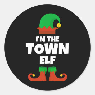 Adesivo Redondo Eu sou a Família Elf da Cidade Pajama Natal Engraç