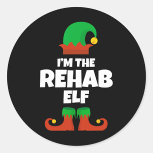 Adesivo Redondo Eu sou a família Rehab Elf Pajama Natal Engraçado