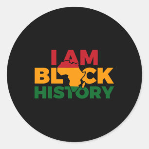 Adesivo Redondo Eu Sou a História Negra Mês do Orgulho Africano-Am