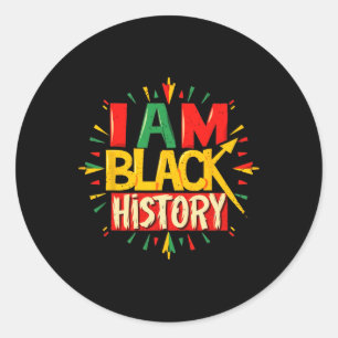 Adesivo Redondo Eu sou a História Negra Mês Meninos Americanos Afr