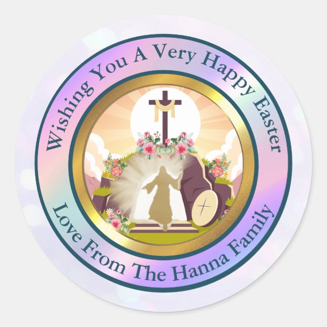 Adesivo Redondo Eu sou a ressurreição e a vida (Frente)