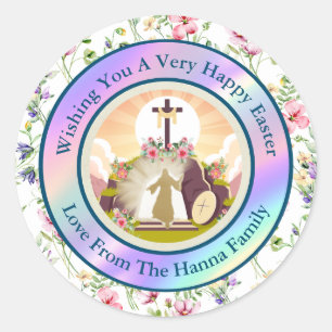 Adesivo Redondo Eu sou a ressurreição e a vida