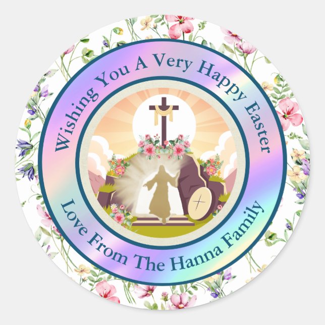 Adesivo Redondo Eu sou a ressurreição e a vida (Frente)