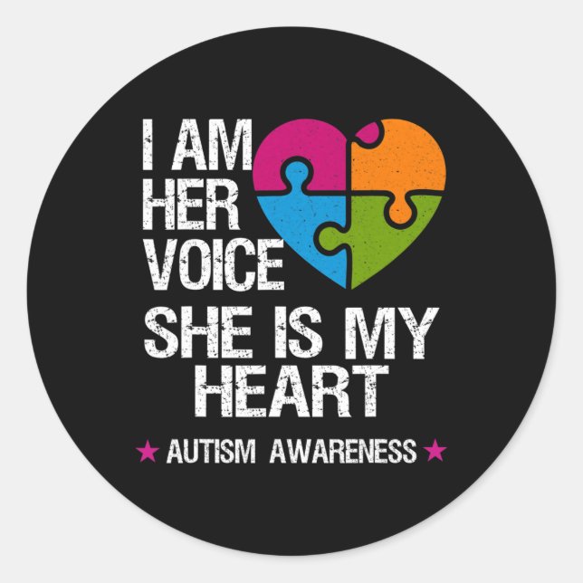 Adesivo Redondo Eu Sou A Voz Dela Ela É A Minha Consciência Autist (Frente)