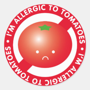 Adesivo Redondo Eu sou alérgico aos tomates! Alergia do tomate