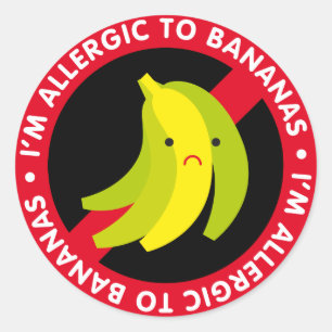 Adesivo Redondo Eu sou alérgico às bananas! Alergia da banana