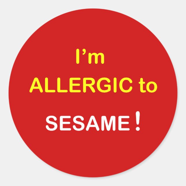 Adesivo Redondo Eu sou alérgico - SESAME. (Frente)