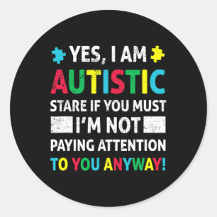 Adesivo Redondo Eu Sou Autista Diversão Autismo Consciência Aceita