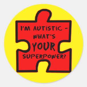 Adesivo Redondo Eu sou Autista - Qual é o SEU Superpoder?