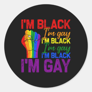 Adesivo Redondo Eu sou Black Im Power Fist Lgbtq Pride Black Hist