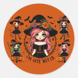 Adesivo Redondo Eu sou bonitinho de bruxa