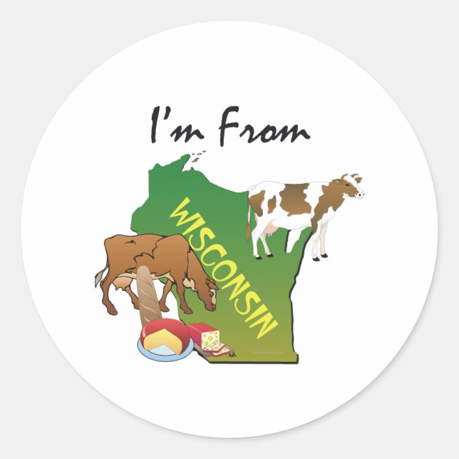 Adesivo Redondo Eu sou de Wisconsin (Frente)